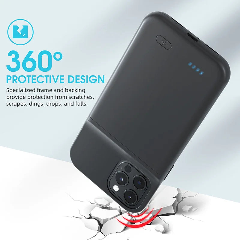 smart Battery Case for iPhone 14 13 12 11 Pro Max iPhone XS Max XR 5 6 7 8 Plus SE2 3 Portable Power Bank Charging Charger Cover