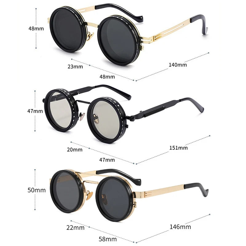 SHAUNA Retro Metal Round Punk ND9-level Adjustable Dimming Sunglasses Women Polarized UV400 Fashion Men Outdoor Sun Glasses