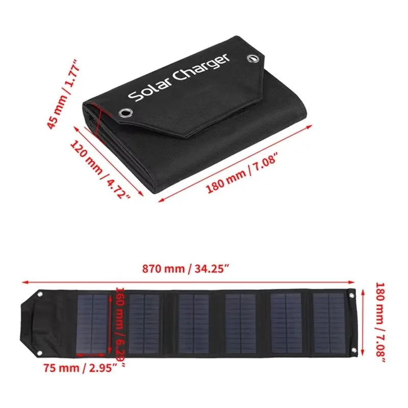 60W 80W 100W Foldable Solar Panel 5V USB Waterproof Portable Folding Bag Battery Charger For Phone Power Bank Outdoor Camping