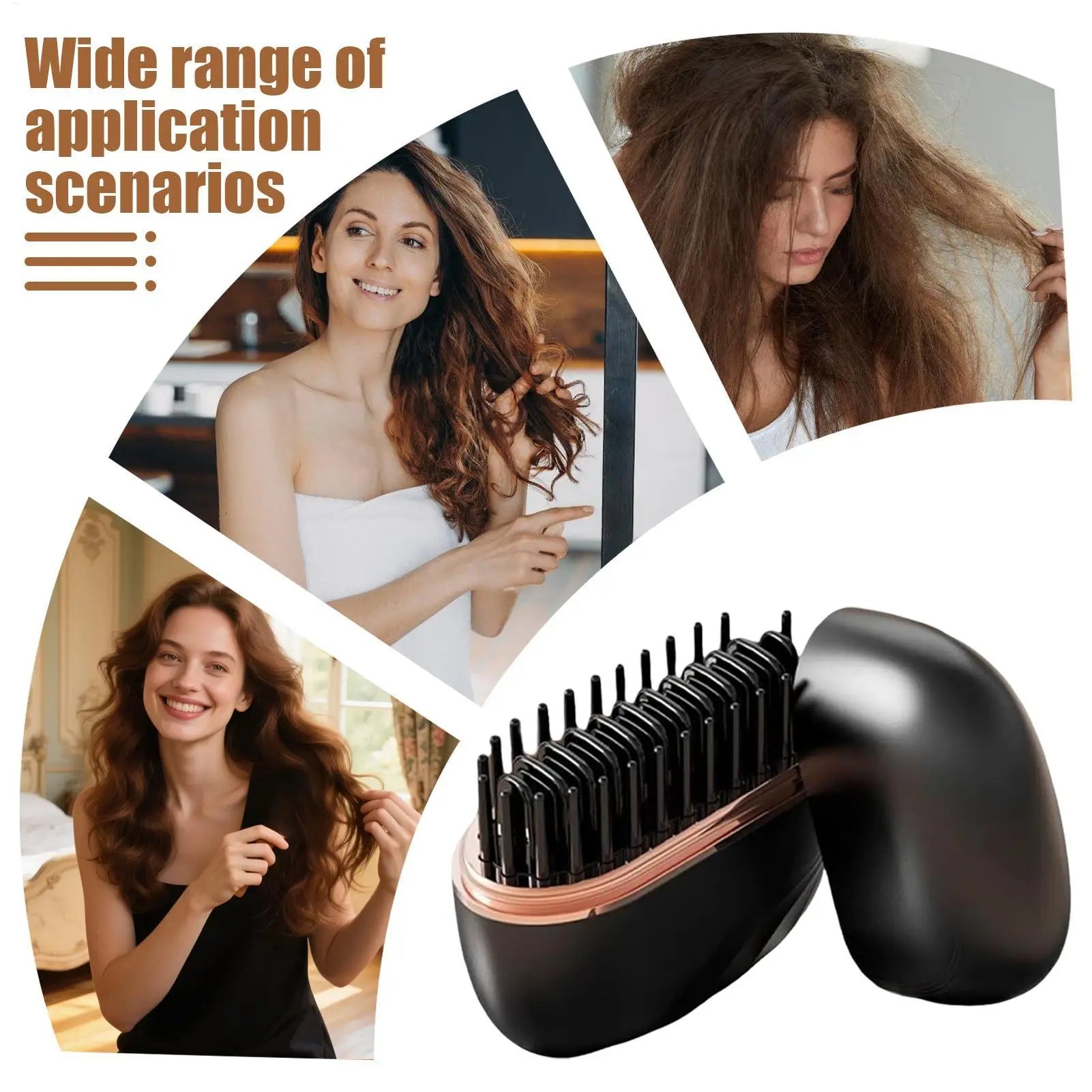 Rechargeable Straightener Brush, 3-Level Anti-Scald Straightening Comb for Salon Styling at Home, Portable for Vacation, Travel