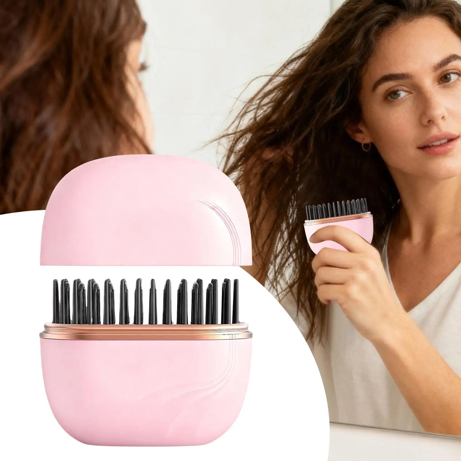 Rechargeable Straightener Brush, 3-Level Anti-Scald Straightening Comb for Salon Styling at Home, Portable for Vacation, Travel