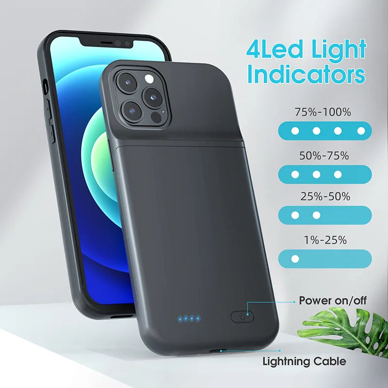 smart Battery Case for iPhone 14 13 12 11 Pro Max iPhone XS Max XR 5 6 7 8 Plus SE2 3 Portable Power Bank Charging Charger Cover